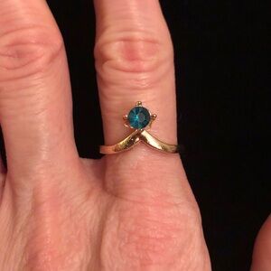 Gold Ring with Emerald Green Faux Gemstone